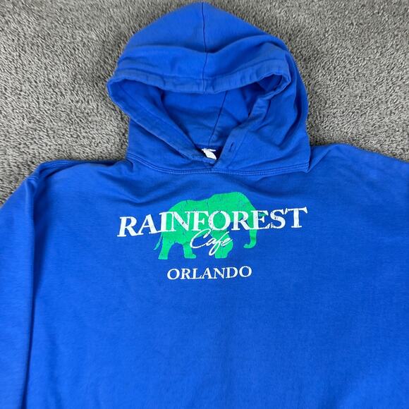 Rainforest Cafe Hoodie Mens 2XL Blue Green Orlando Pullover Sweatshirt - Picture 3 of 12